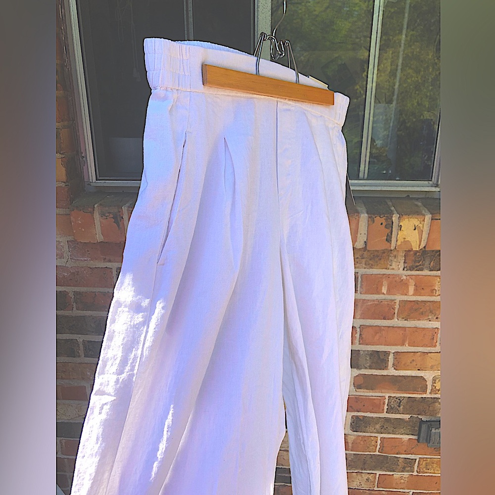 Jules & Leopold Pull On Wide Leg Crop Pants Rayon Linen Blend Womans Size Large - Picture 6 of 10
